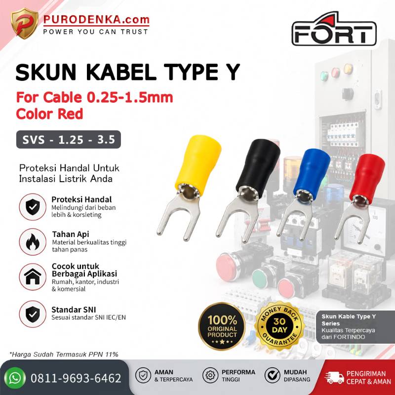 FORT Skun Type Y Insulated 0.25-1.5 mm Merah SVS-1.25-3.5