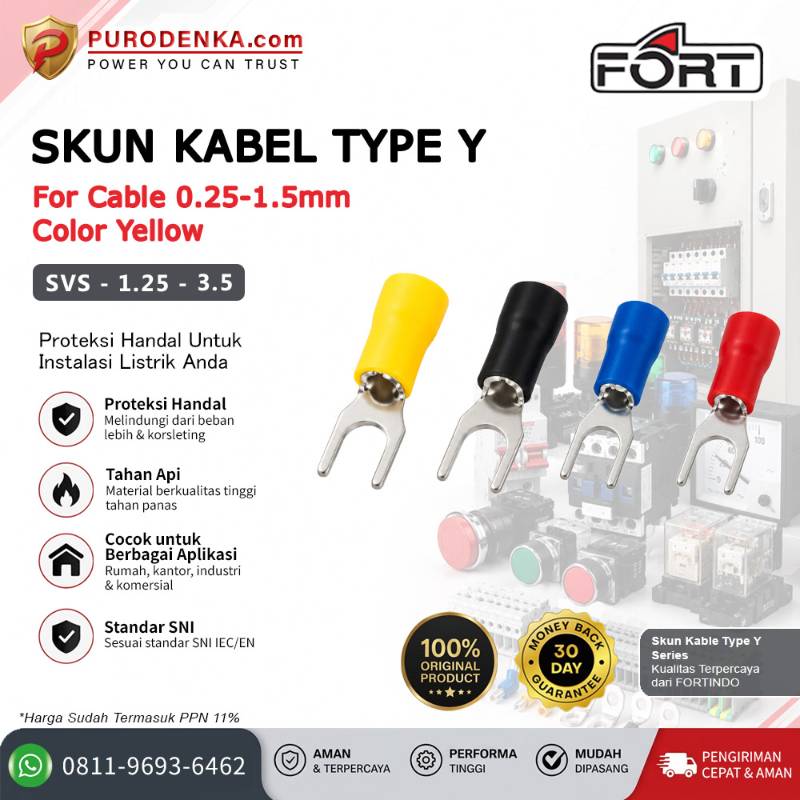 FORT Skun Type Y Insulated 0.25-1.5 mm Kuning SVS-1.25-3.5