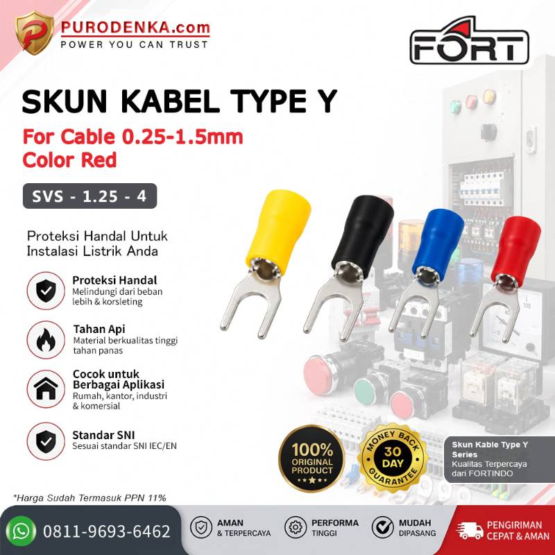 FORT Skun Type Y Insulated 0.25-1.5 mm Merah SVS-1.25-4