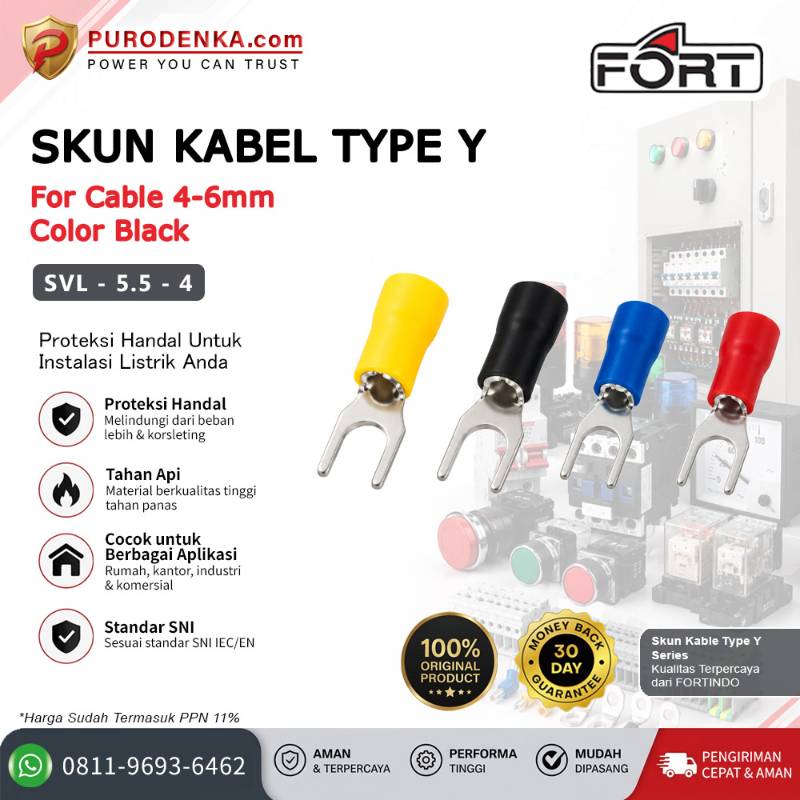 FORT Skun Type Y Insulated 4-6 mm Hitam SVL-5.5-4