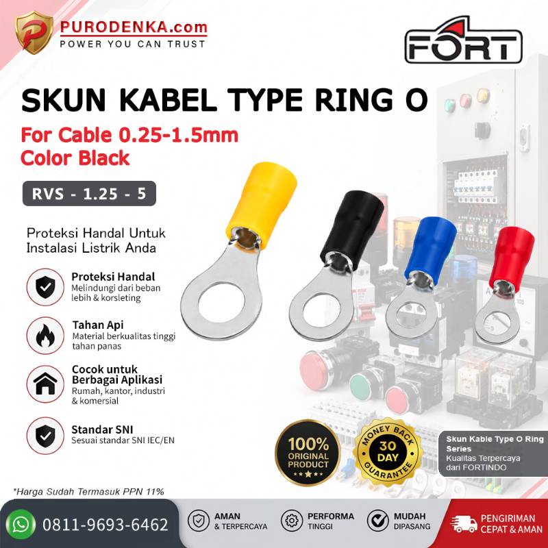 FORT Skun Type Ring O Insulated 0.25-1.5 mm Hitam RVS-1.25-5