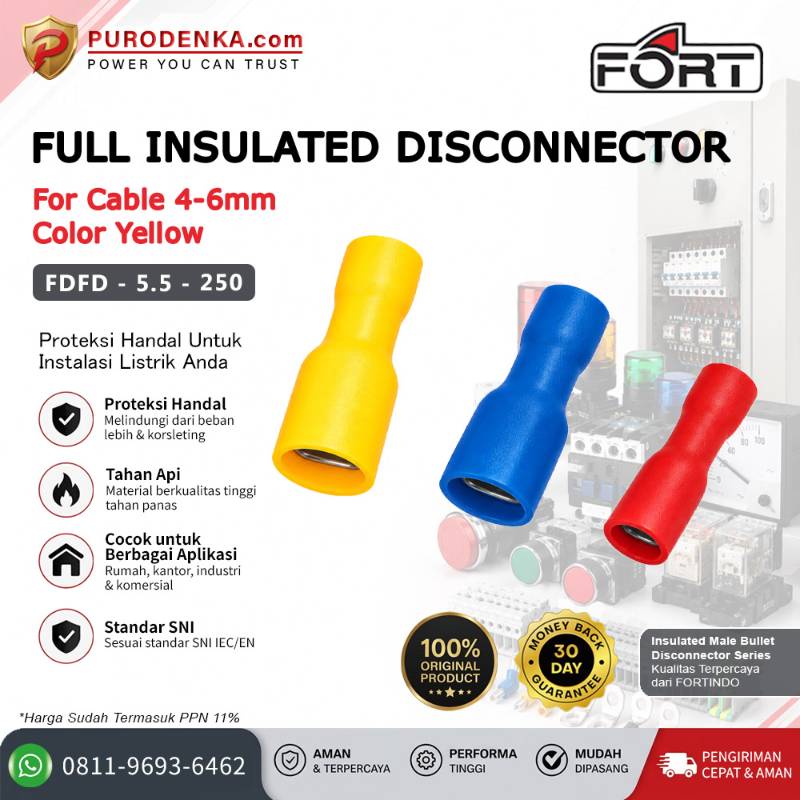 FORT Skun Kabel Full Insulated Disconnector 4-6 mm Kuning FDFD-5.5-250