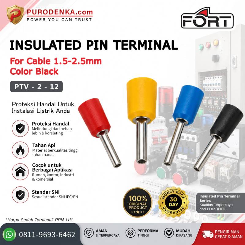 FORT Insulated Pin Terminal 1.5-2.5 mm Hitam PTV-2-12
