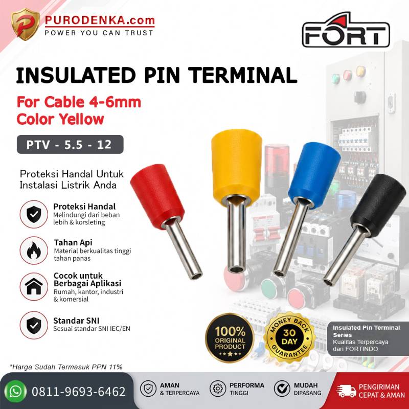 FORT Insulated Pin Terminal 4-6 mm Kuning PTV-5.5-12