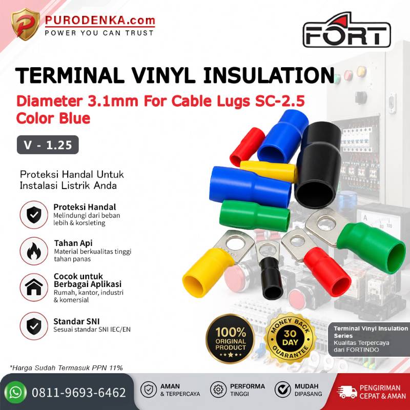 FORT Terminal Vinyl Insulation 3.1 mm V-1.25 for SC-2.5 Biru @100 pcs
