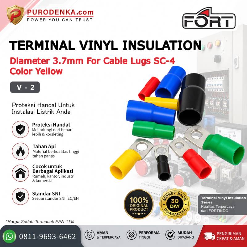 FORT Terminal Vinyl Insulation 3.7 mm V-2 for SC-4 Kuning @100 pcs