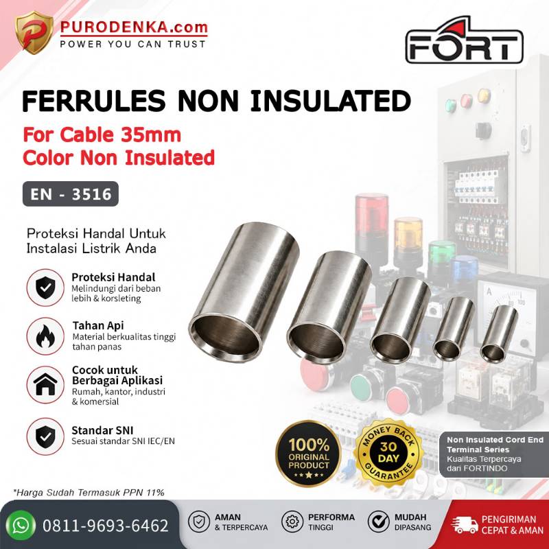 FORT Skun Ferrules / Non Insulated Cord End Terminal 35 mm EN3516