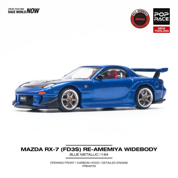 Pop Race Mazda Rx-7 Re-Amemiya Blue 1:64 loose Diecast