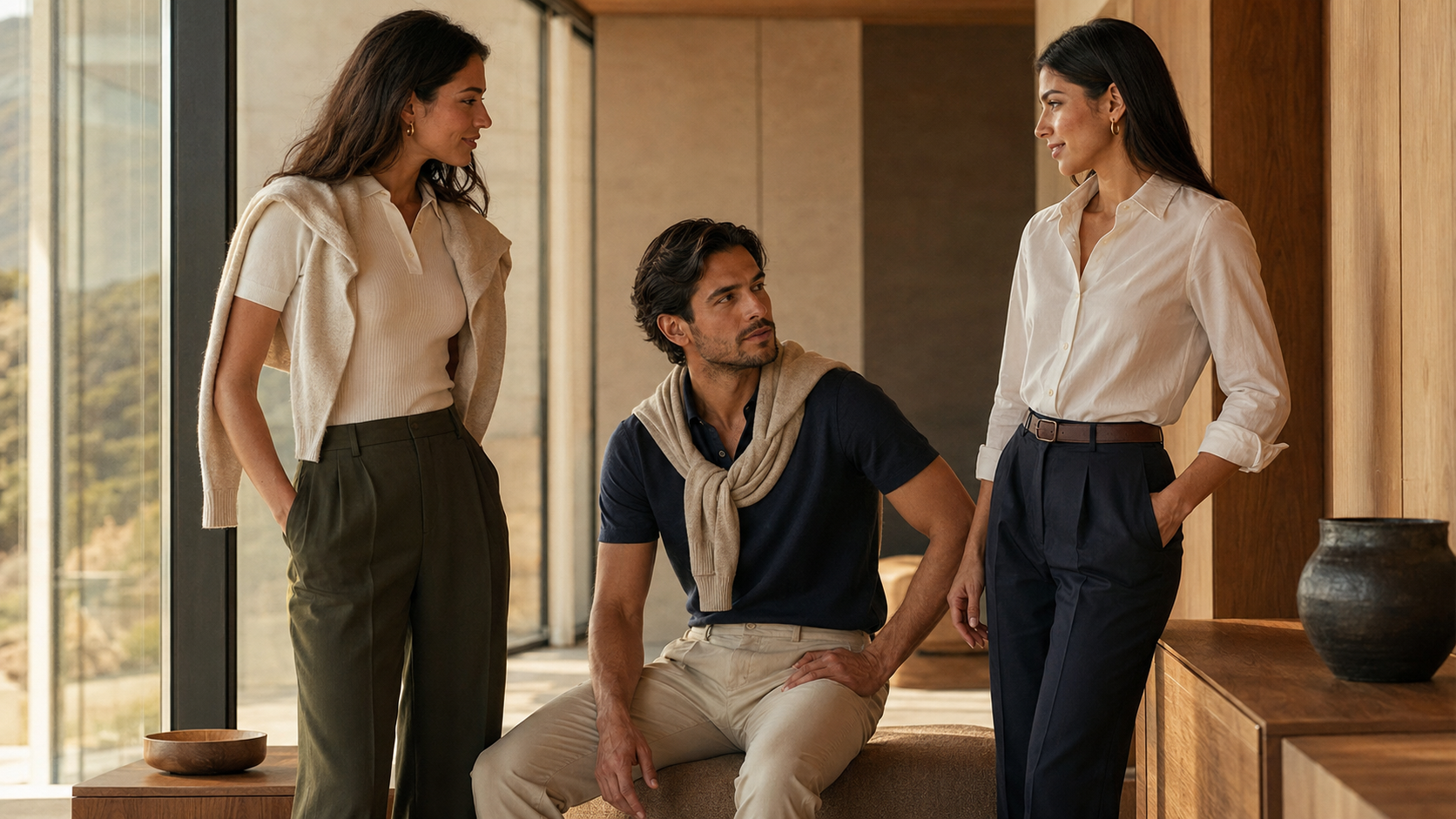Grupo de modelos con smart casual premium tipo Hugo Boss / Arturo Calle