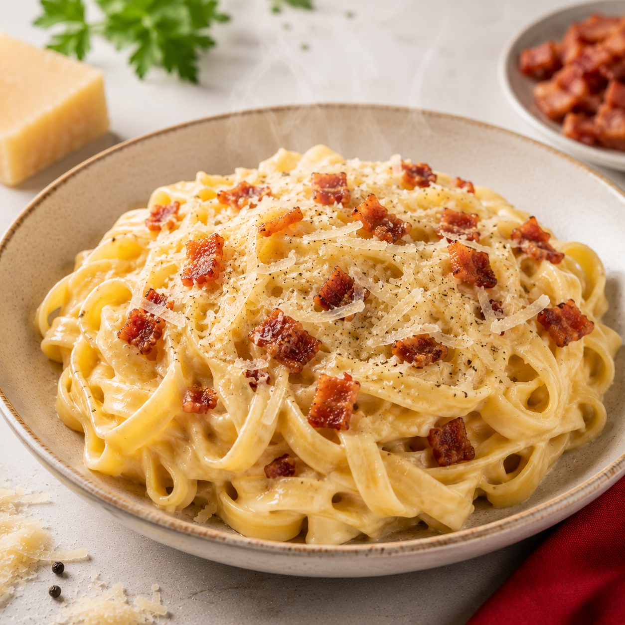 Pasta Carbonara — Fettuccine