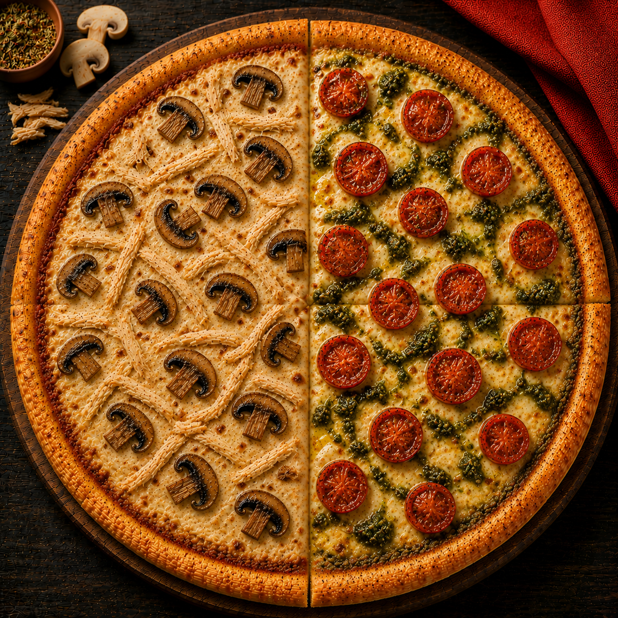 Pizza Pollo y Champiñones y Margarita Sweet