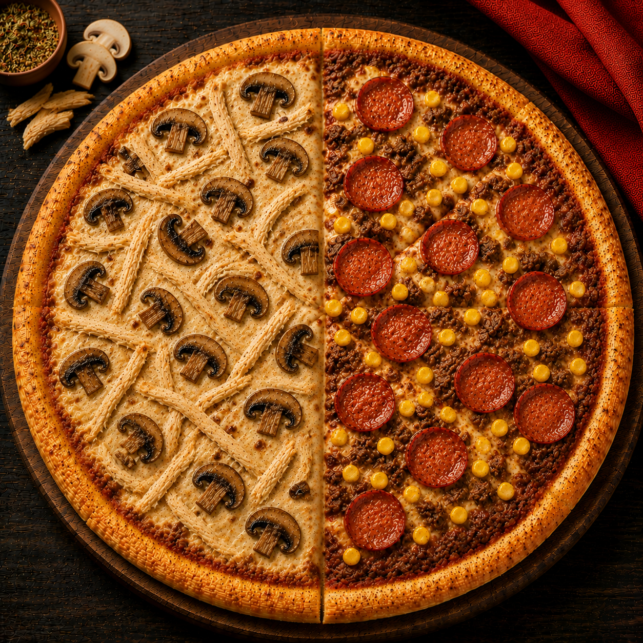 Pizza Pollo y Champiñones y Ranchera