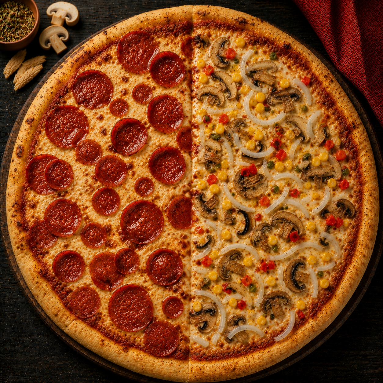 Pizza Pepperoni y Vegetariana