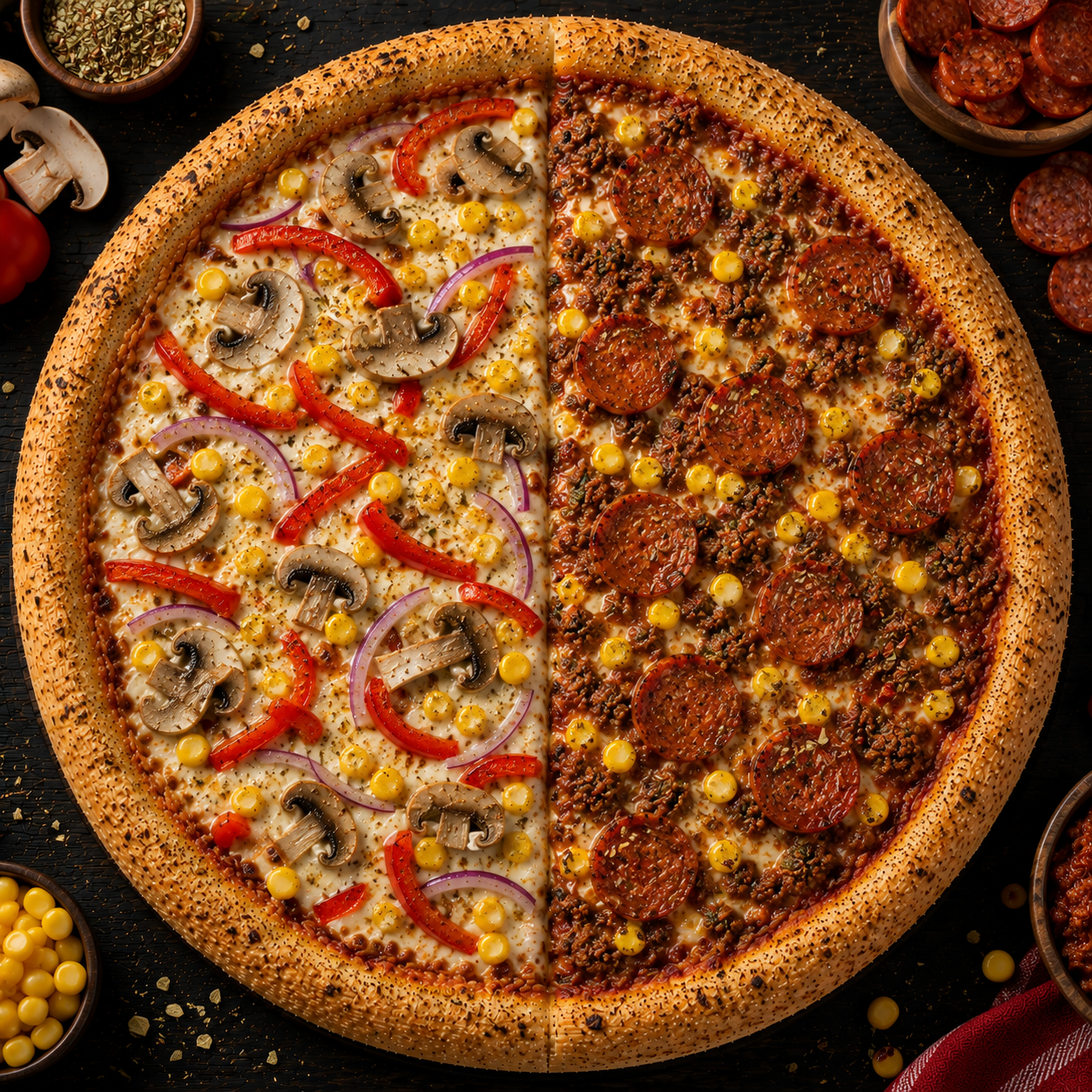 Pizza Vegetariana y Ranchera