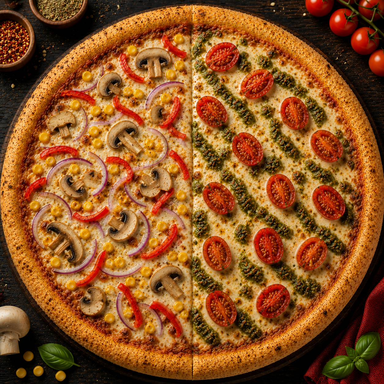 Pizza Vegetariana y Margarita Sweet