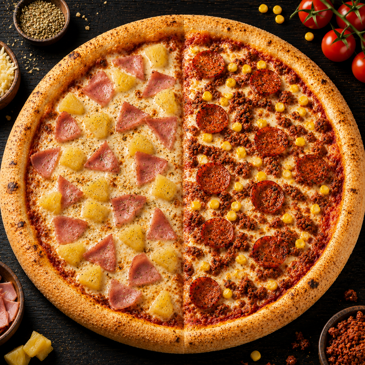 Pizza Hawaiana y Ranchera