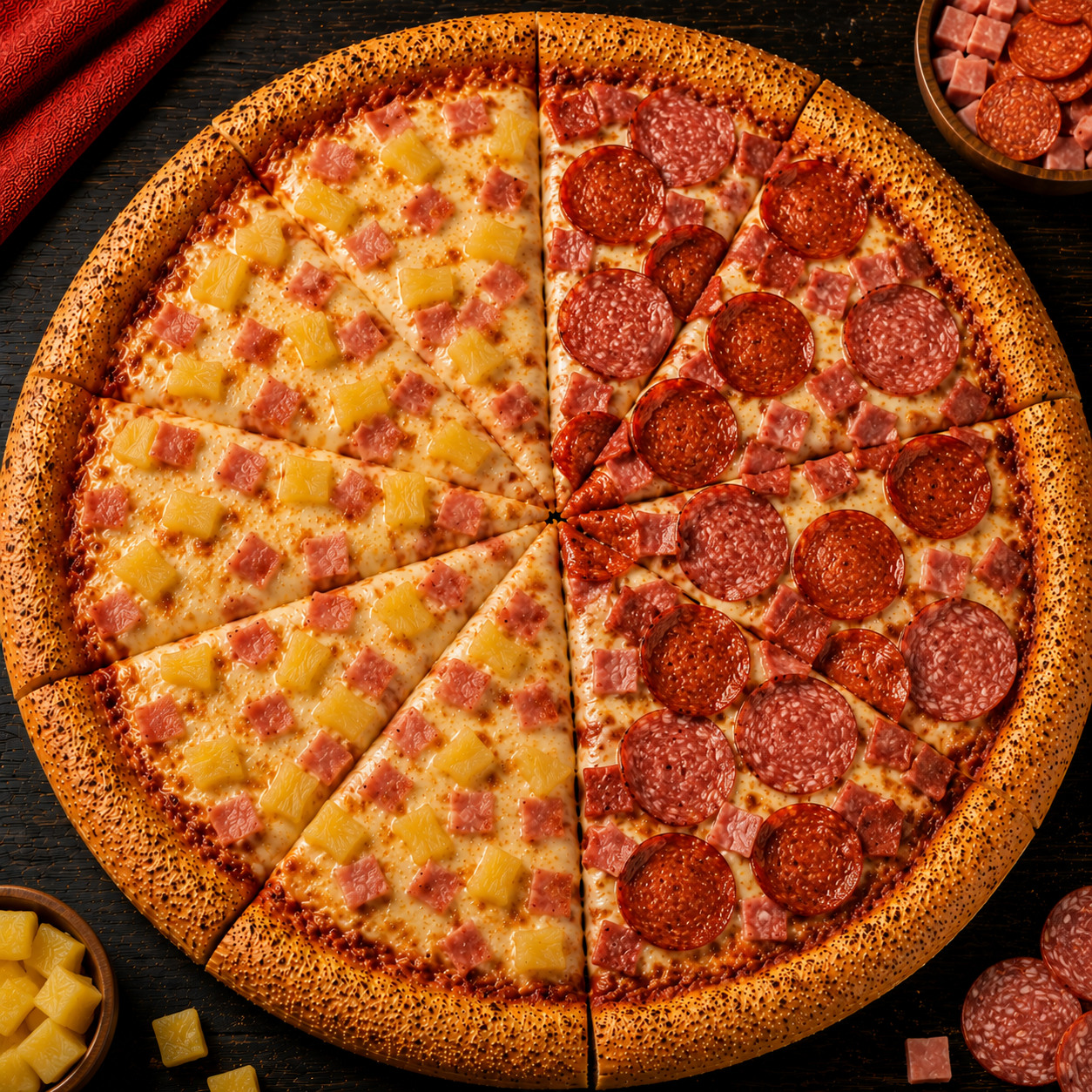 Pizza Grande Hawaiana y Carnes