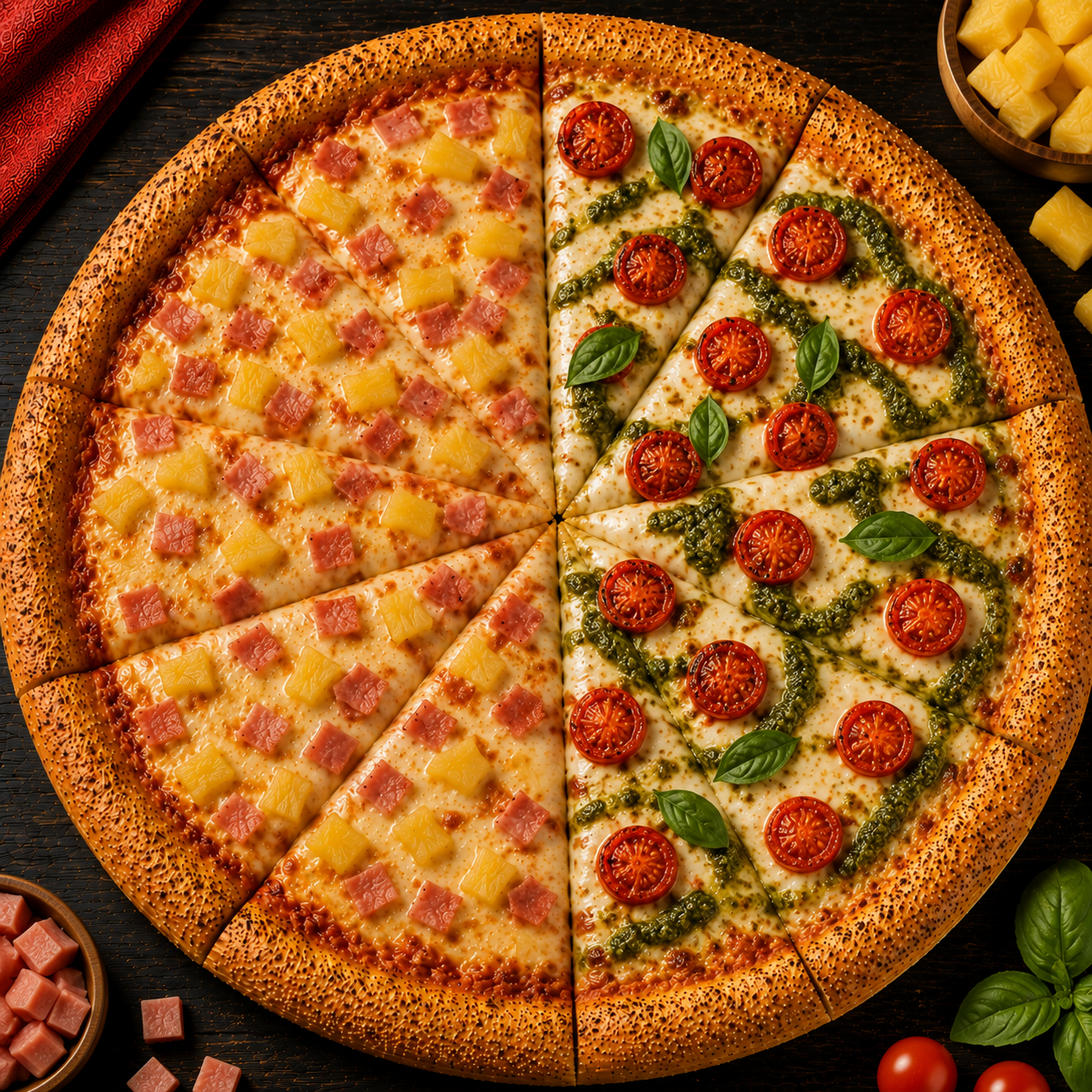 Pizza Grande Hawaiana y Margarita Sweet