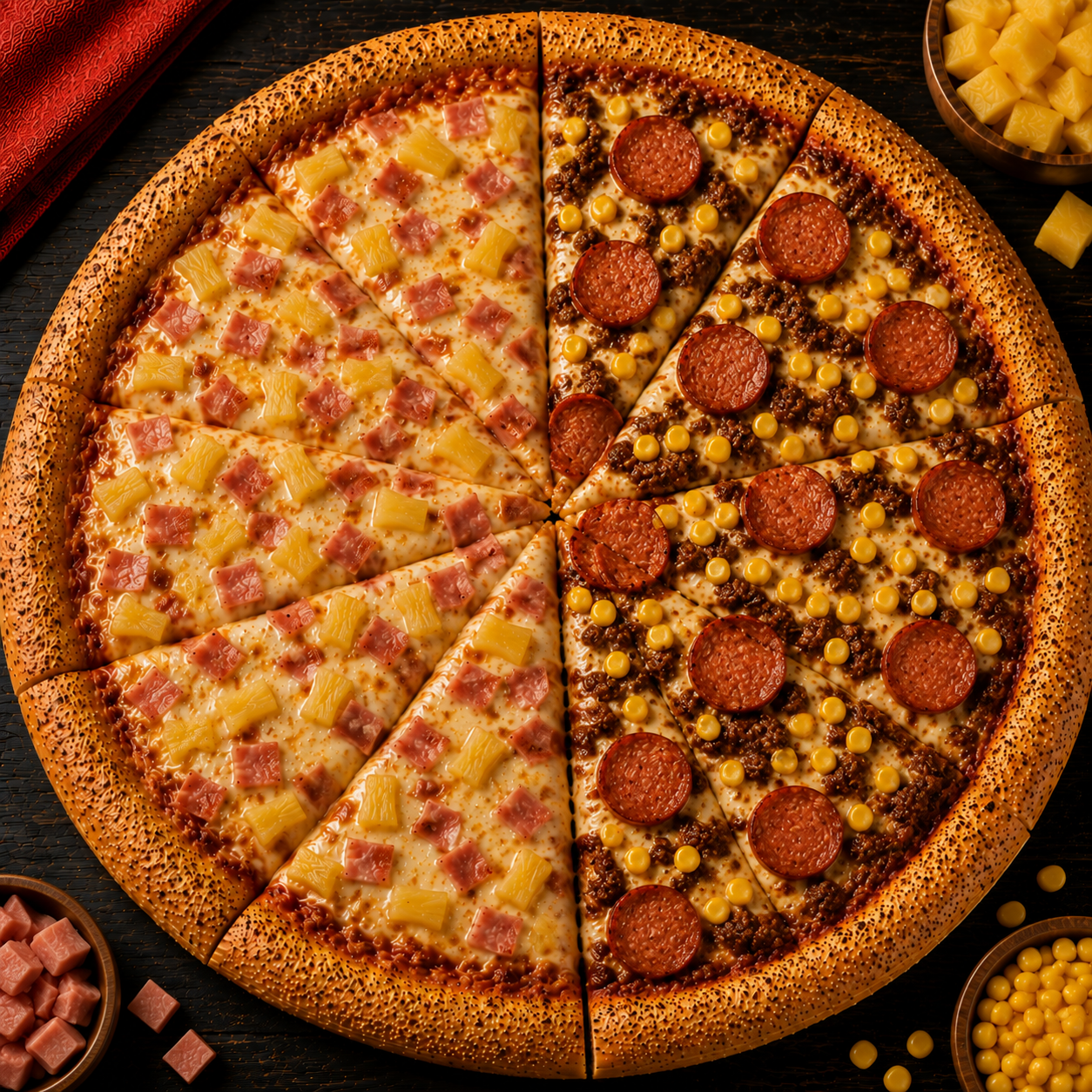 Pizza Grande Hawaiana y Ranchera