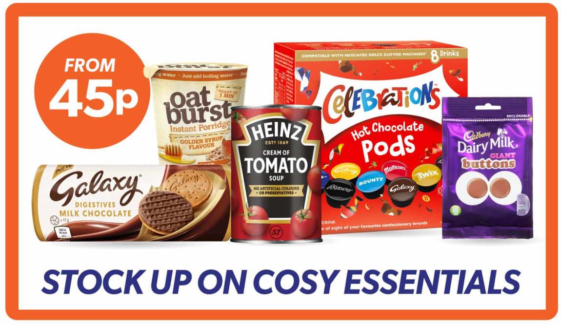 Save on Cosy Food Essentials at B&M.