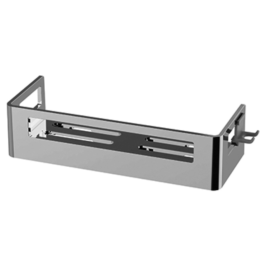 Cestino da doccia Procasa 26,2 x 6,5 x 10,5 cm rettangolare, fissaggio nascoto, togliabile 1 gancio porta-salviette doppio, per incollare o trapanatura cromato