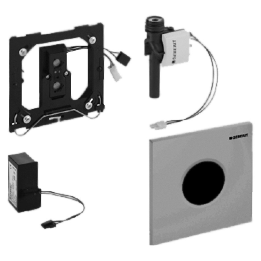 Comando per orinatoio Typ 01 rotondo zinco pressofuso unità di rete elettrica 240 4.5 V  valvola magnetica, sensori  infrarosso, placca di copertura senza set di montaggio grezzo 814 119 144 bianco standard