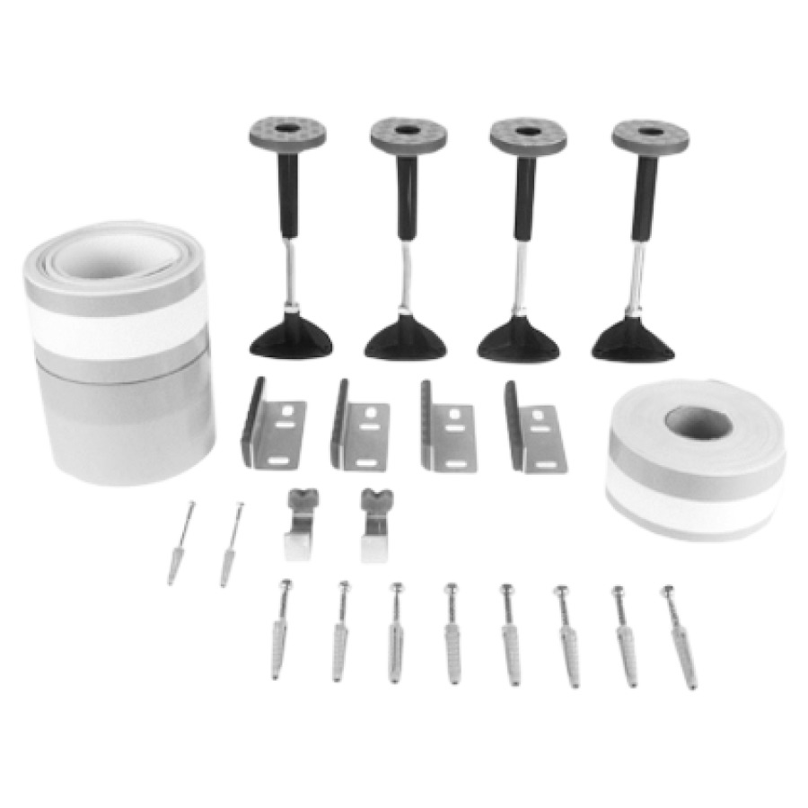 Set d'isolazione STAUFFER bagno sintetico acciaio 4 piedi per vasca da bagno 4 rotaie a parete 1 profilo da bagno 1 profilo di grembiule 2 profili grembiule frontale 2 fissaggi per vasca montaggio a 3 pareti laterale