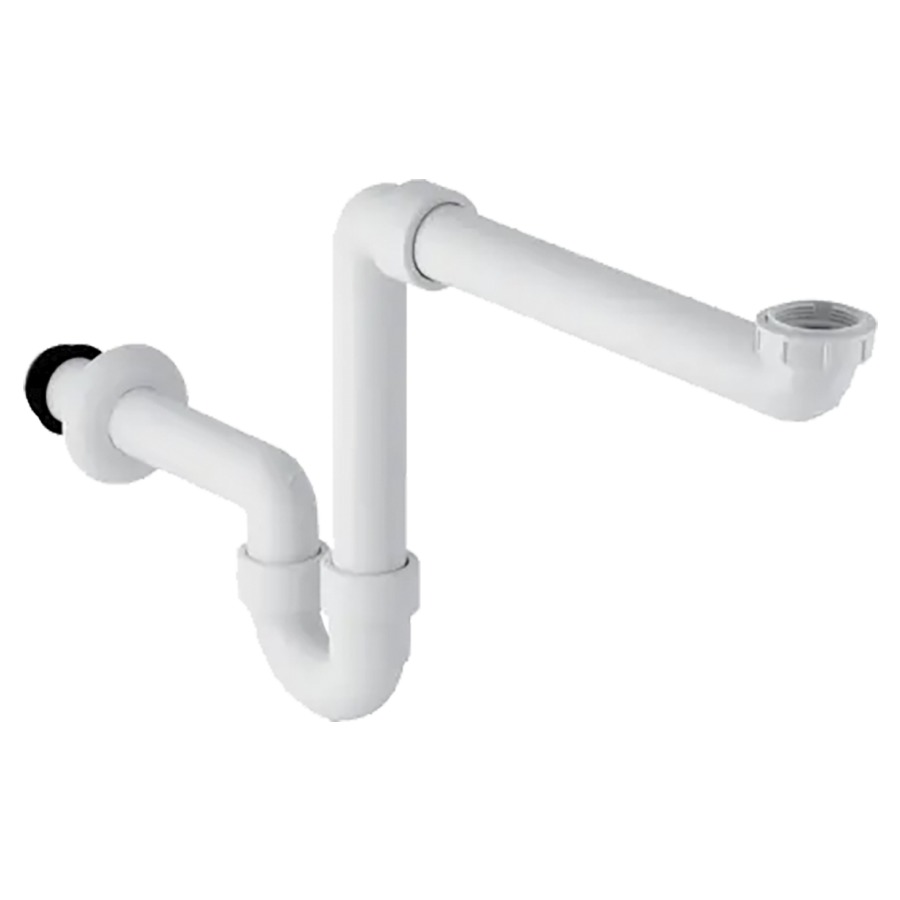 Sifone a tubo curvo GEBERIT 1 1 2" 1 1 4" x 40 mm modello d'ingombro minomo bianco