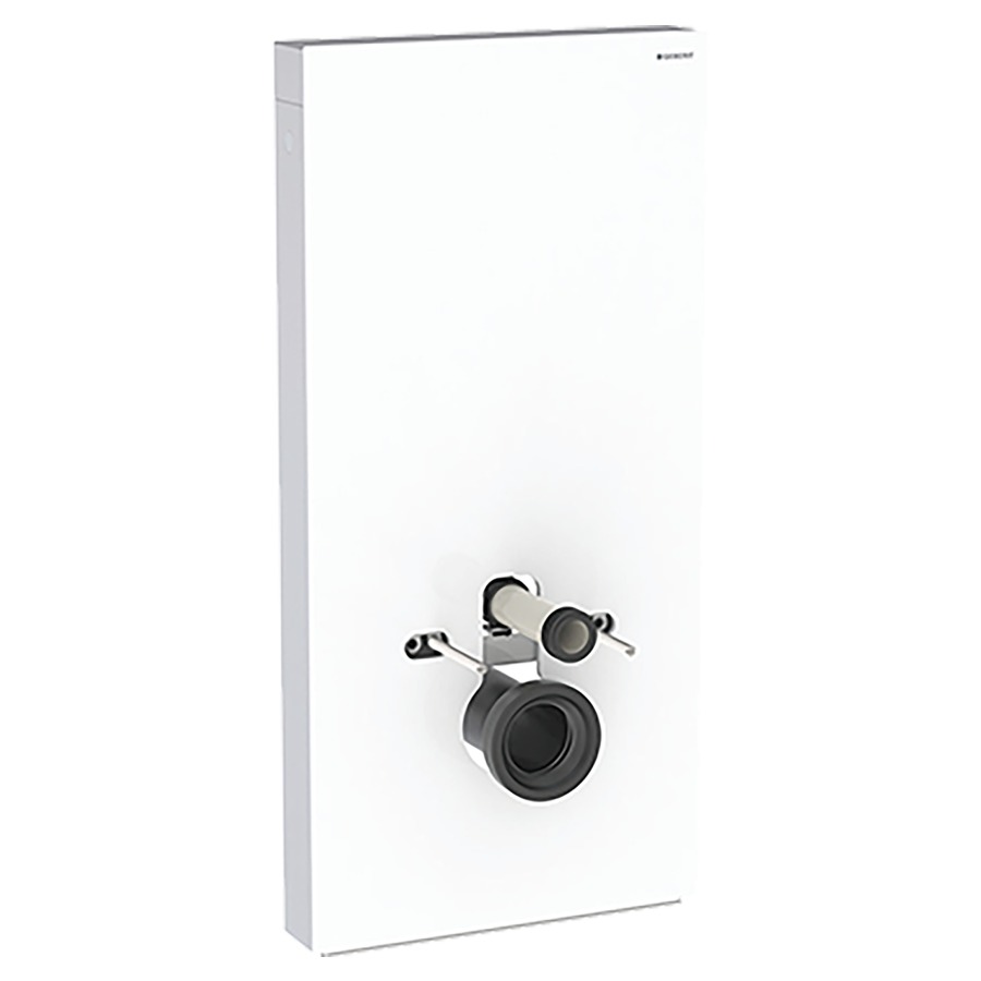 Modulo sanitario MONOLITH 48 x 100-102 x 10,6 cm per vaso sospeso, cassetta comando a due quantità entrata acqua in basso 2 rubinetti di regolaggio 1 2" tubo di risciacquo manicotto di scarico set isolazione acustica rivestimento frontale
