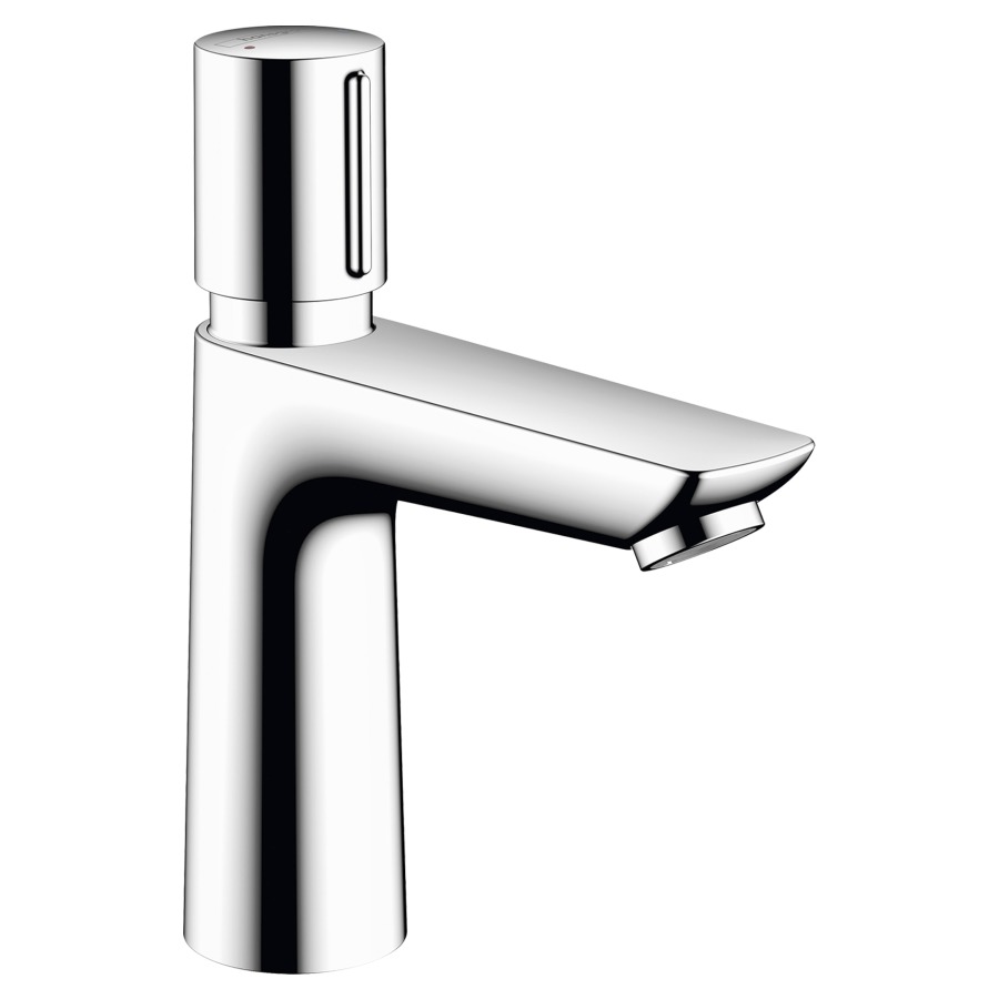 Miscelatore per lavabo TALIS E S 111 mm, bocca fissa chiusura temporizzata regolazione della temperatura tempo di lavaggio 3-20 secondi regolabile, impostazione di fabbrica 7 secondi, tubi collegamento 3 8", portata 4,8 l min cromato