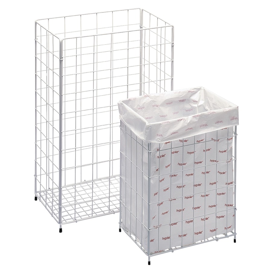 Cestino per carta HYGOLET griglia in acciaio inossidabile 30 l 32 x 22 cm, A 43 cm posa libera o montaggio murale 5 sacchi in plastica compreso bianco