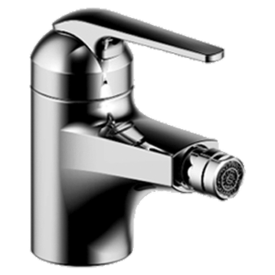 Miscelatore per bidet DOMO.5 S 110 mm, ugello orientabile membrana di tenuta, piletta eccentrica, tubi flessibili di collegamento 3 8" gruppo acustico I chromeline