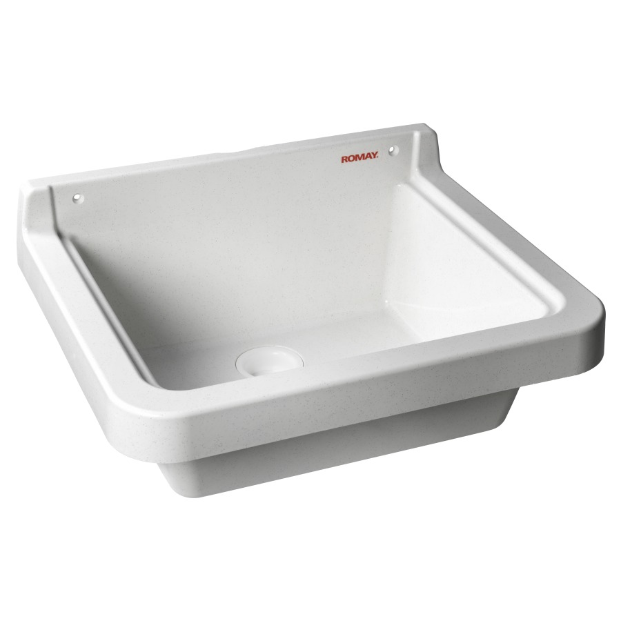Vaschetta ROCLASSICO 47 47 x 38 cm, materia sintetica piletta con troppopieno 1 1 2" bianco marmoreo