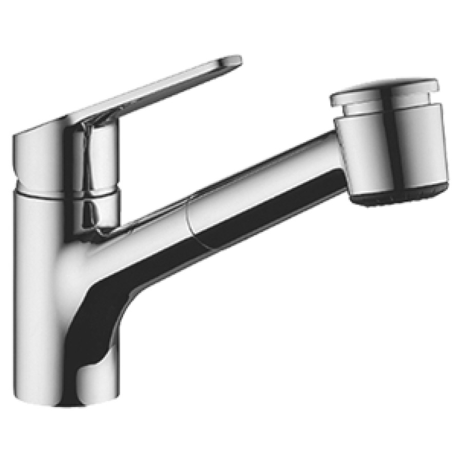 Miscelatore lavello ISLA S 224 mm bocca orientabile doccia estraibile regolabile tubi flessibili di collegamento 3 8" chromeline