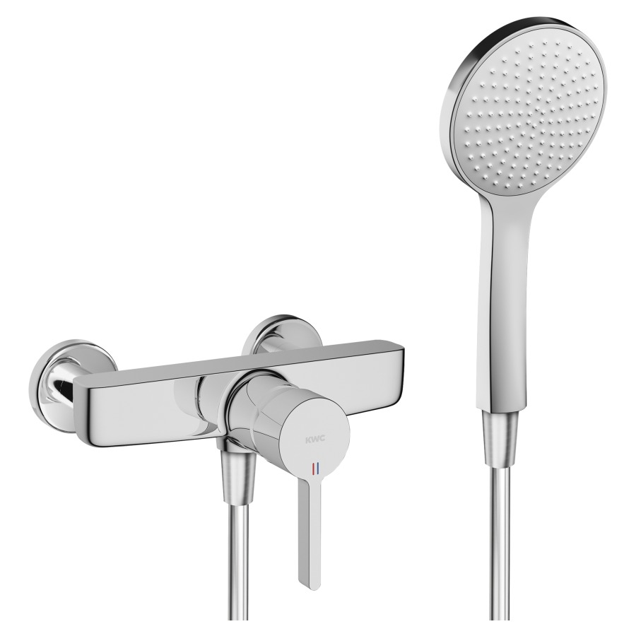 Miscelatore da doccia Fit D 153 mm, raccordi d'arresto 1 2" x 1 2", con doccia tubo da doccia 160 cm chromeline