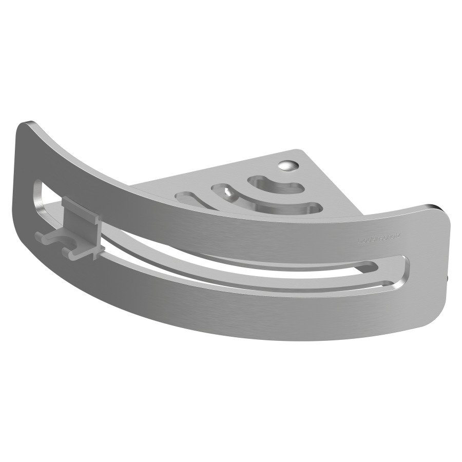 Cestino da doccia Procasa Tre 17 x 6 x 17 cm modello ad angolo, fissaggio nascoto, togliabile 1 gancio porta-salviette doppio, per incollare o trapanatura cromato