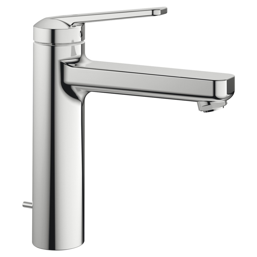 Miscelatore per lavabo DOMO 6.0  sporgenza 150 mm, scarico fisso EfficientControl, con valvola eccentrica portata 4 (L min) flessibili di collegamento 3 8" classe di rumorosità I, Classe energetica A chromeline