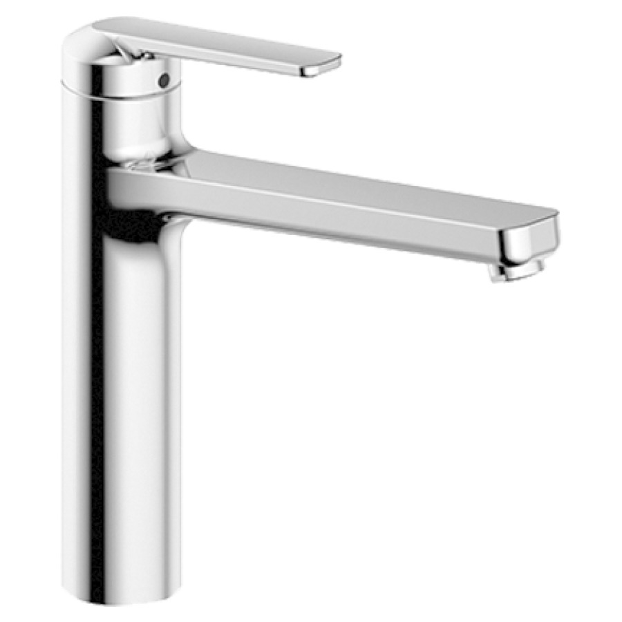 Miscelatore per lavello DOMO 6.0, S 225 mm, per bassa pressione, bocca orientabile, tubi flessibili di collegamento 3 8" chromeline