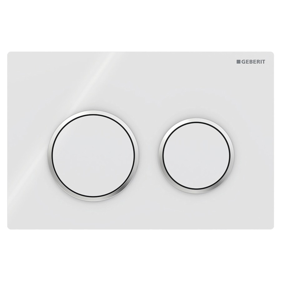 Placca di comando Omega20 rotondo Plastica, comando a due quantità  davanti o dal sopra bianco anello design cromo standard