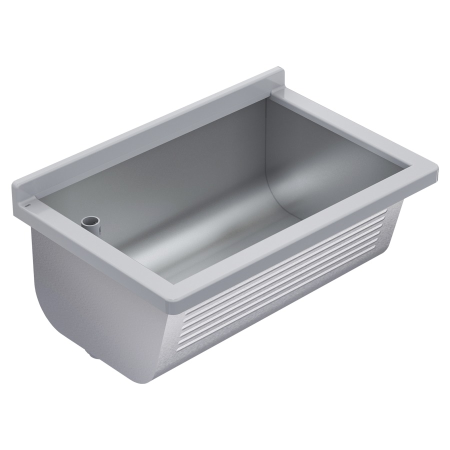 Lavatoio SIRIUS BS311N 70 x 46 cm, acciaio al nichel cromo, bordo sintetico grigio pilette a tubo 1 1 2" a sinistra senza colore