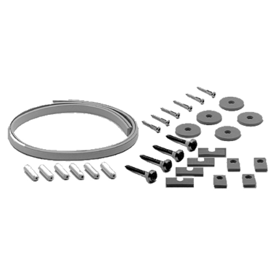 ISO-SET d'isolazione acustica per tutti armadietti da bagno, 2 nastri autoadesivi in gomma 70 cm, 6 viti 13 ranelle in gomma, 6 bussole in gomma, 4 viti con isolazione acustica, eco 2 senza colore