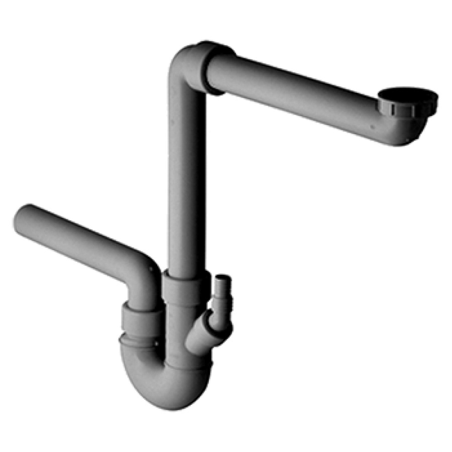 Sifone per lavello GEBERIT 2" x 56 mm, semplice raccordo e attacco da 1" grigio