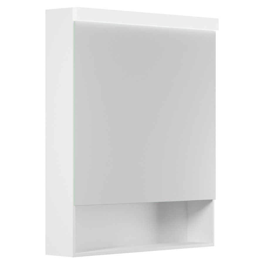 Armadietto da bagno Procasa Uno LED, 60 x 70,8 x 12,5 cm profilo alluminio banda modificabile con nicchia in basso illuminazione a riflettore 10,08 W LED, 1789 Lumen 1 doppio specchio, Galvobond GS incl. serranda di chiusura