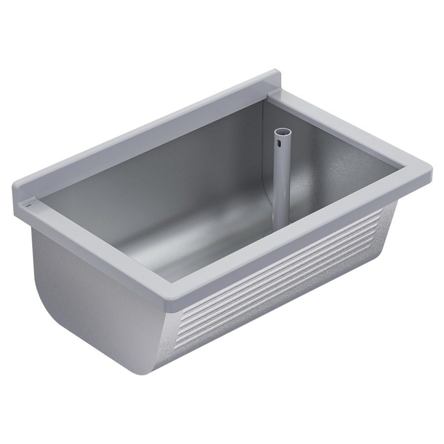 Lavatoio SIRIUS BS312N 70 x 46 cm, acciaio al nichel cromo, bordo sintetico grigio pilette a tubo 1 1 2" a destra senza colore