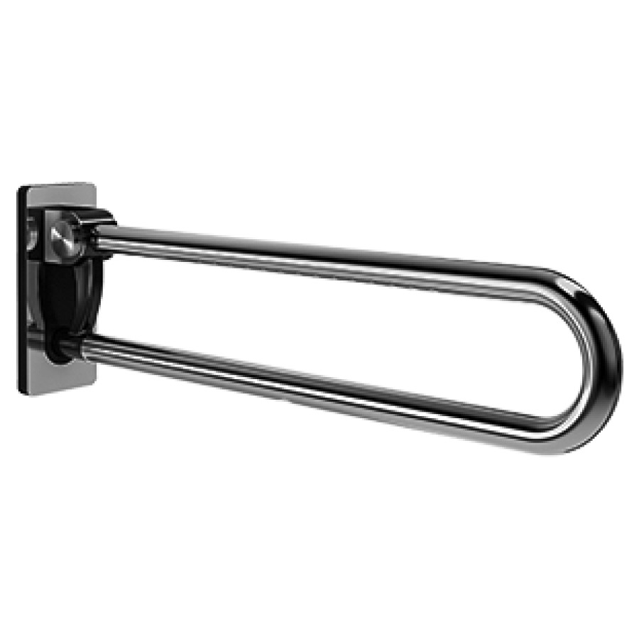 Corrimano ribaltabile INEOLINE PLUS PURE, S 72 cm, con placca intercambiabile, freno di sicurezza, acciaio inossidabile, Design Grip senza materiale di fissaggio opaco