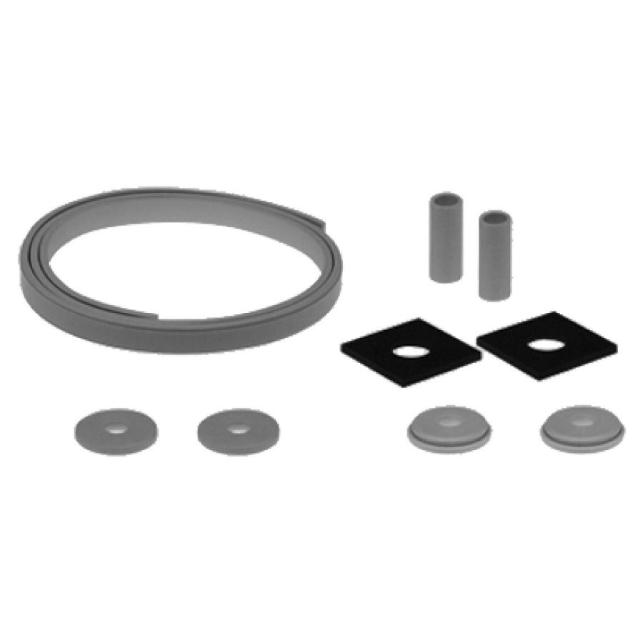 ISO-SET d'isolazione acustica per vaso sospeso e bidet murale 2 bussole in gomma, 2 ranelle-U 1.2 m nastro in gomma autocollante 2 basi in gomma eco 2, per requisiti SIA 181 elevati senza colore