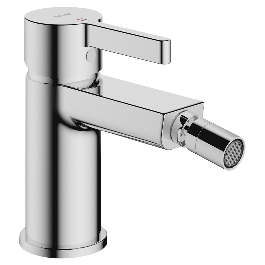 Miscelatore per bidet FIT sporgenza 130 mm, scarico fisso ugello orientabile con valvola eccentrica flessibili di collegamento 3 8" portata 4.8 (L min) classe di rumorosità I Classe energetica A chromeline
