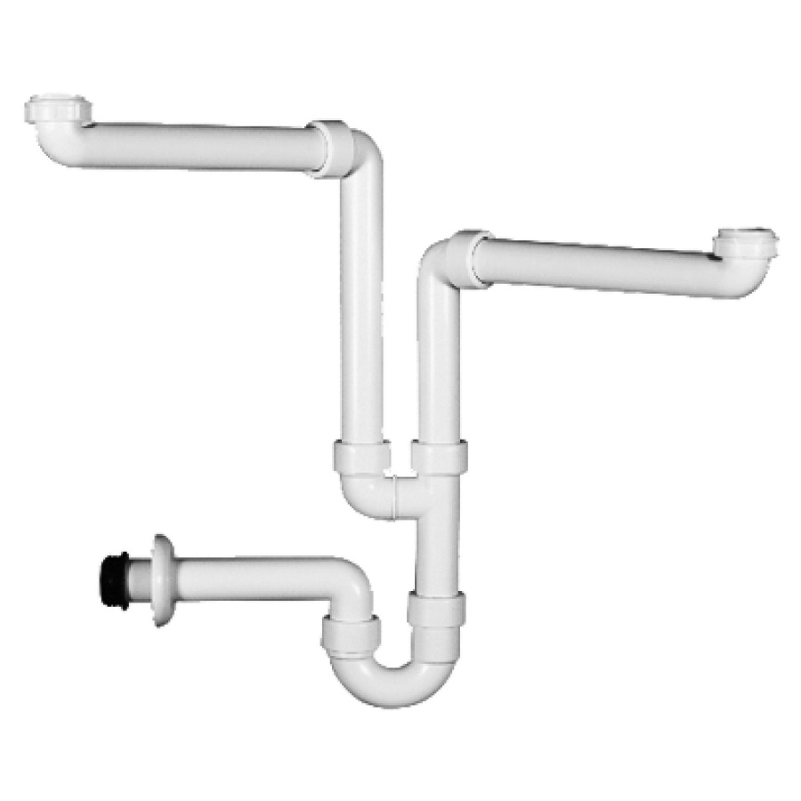 Sifone a ingombo ridotte GEBERIT 1 1 4" 1 1 2" x 40 mm doppio, per 2 lavabi bianco