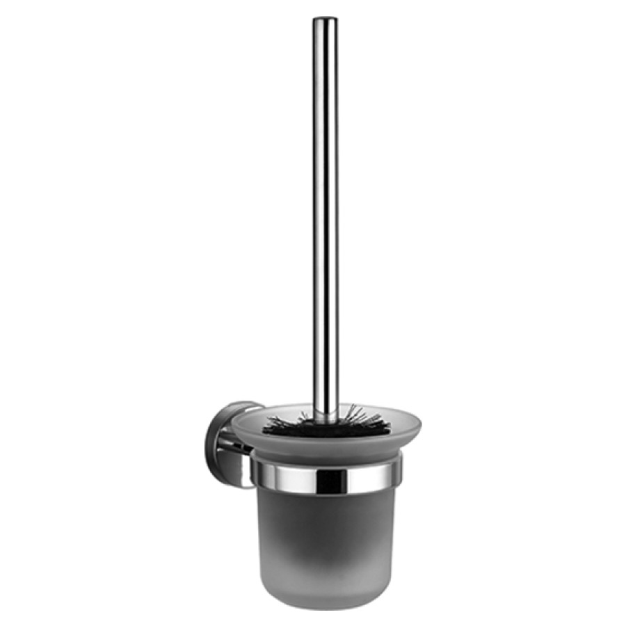 Portaspazzola Procasa Uno recipiente in vetro opaco con anello di insonorizzazione per incollare o trapanatura senza set di fissaggio per incollare 591 496 497 cromato