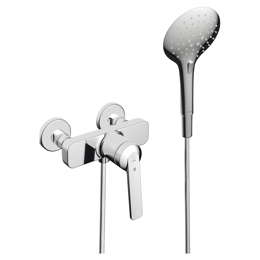 Miscelatore da doccia DOMO 6.0 D 120 mm, raccordi d'arresto 1 2" x 1 2", doccia tubo da doccia 160 cm chromeline